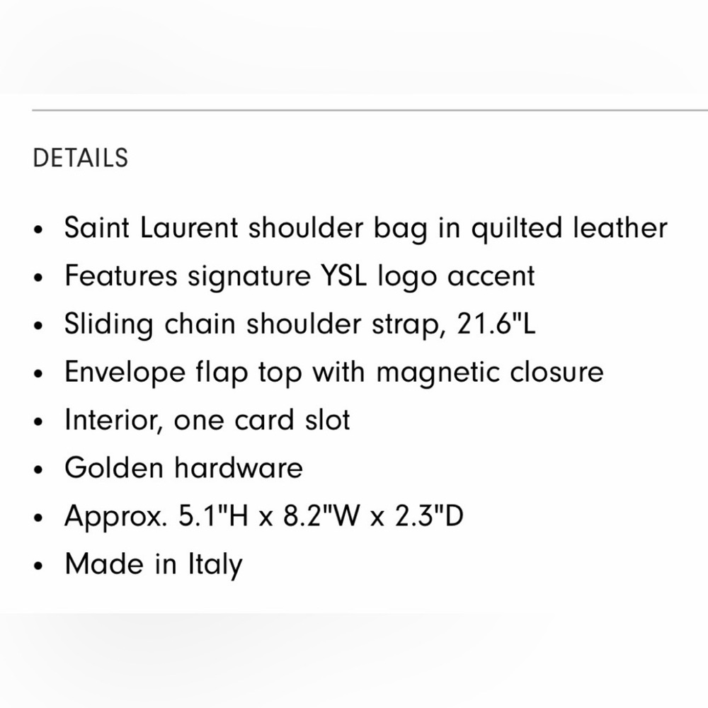 YSL Envelope quilt shoulder bag - Picture 5 of 5